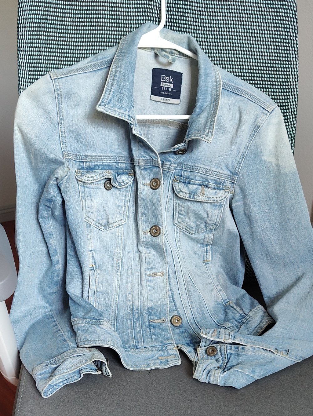 Bershka Faded Light Blue Denim Jacket - Women's Jean Jacket Size S